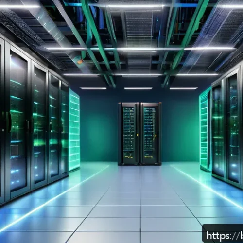 Home 32 서버를 위한 로드 밸런싱 도구 비교 - A detailed and vibrant illustration of a modern data center with multiple servers interconnected, sh...