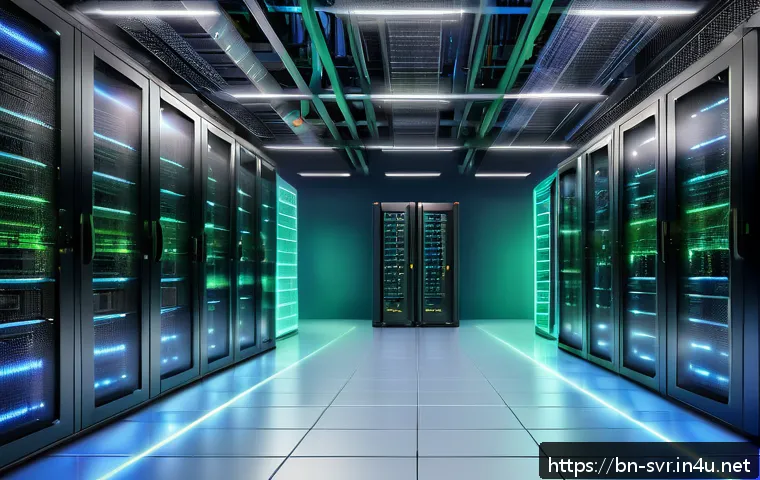서버를 위한 로드 밸런싱 도구 비교 - A detailed and vibrant illustration of a modern data center with multiple servers interconnected, sh...
