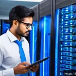 Home 19 서버에서 방화벽 설정 팁 - A detailed digital illustration of a modern server room focused on firewall setup for Bengali users....
