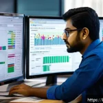 Home 23 MySQL 서버 최적화 팁 - A detailed digital illustration of a professional Bengali software engineer analyzing complex MySQL ...
