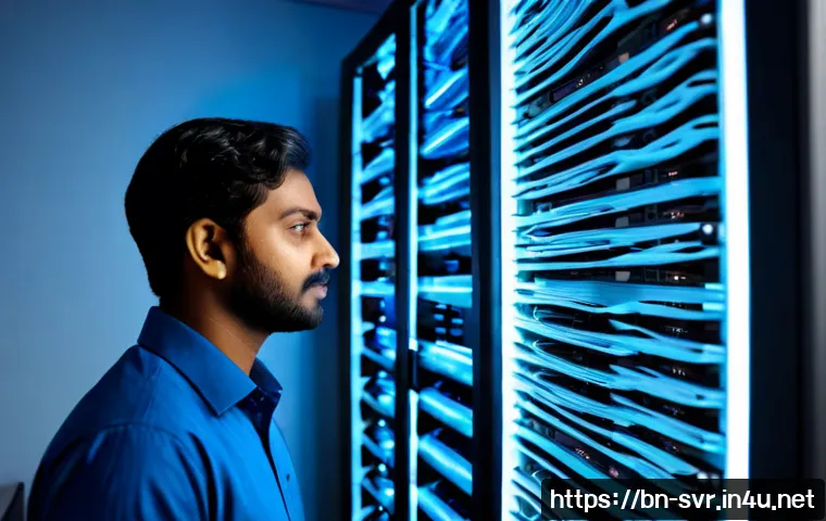 Kubernetes로 서버 오케스트레이션 구현 - Photorealistic modern data center operations scene, Bengali software engineer in a neat office monit...
