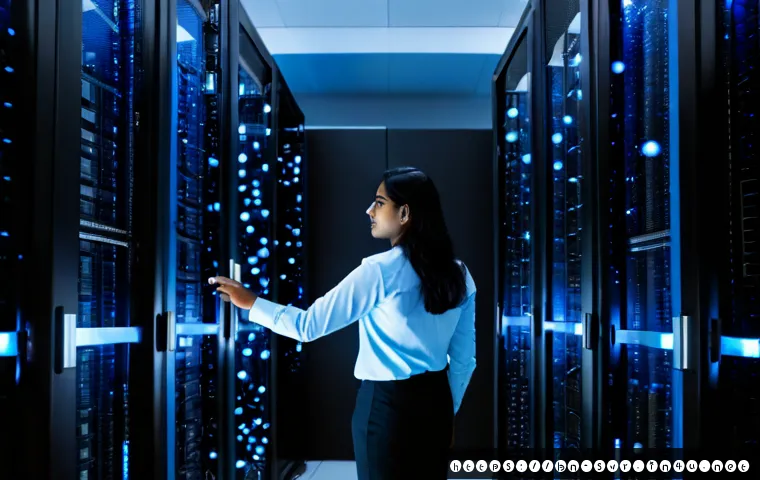 서버에서 데이터 압축 기술 활용 - Photorealistic modern data center with a Bengali IT engineer in professional attire monitoring tall ...